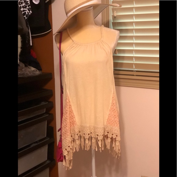 Free People lovely fringe tank size S/P EUC - Picture 1 of 8
